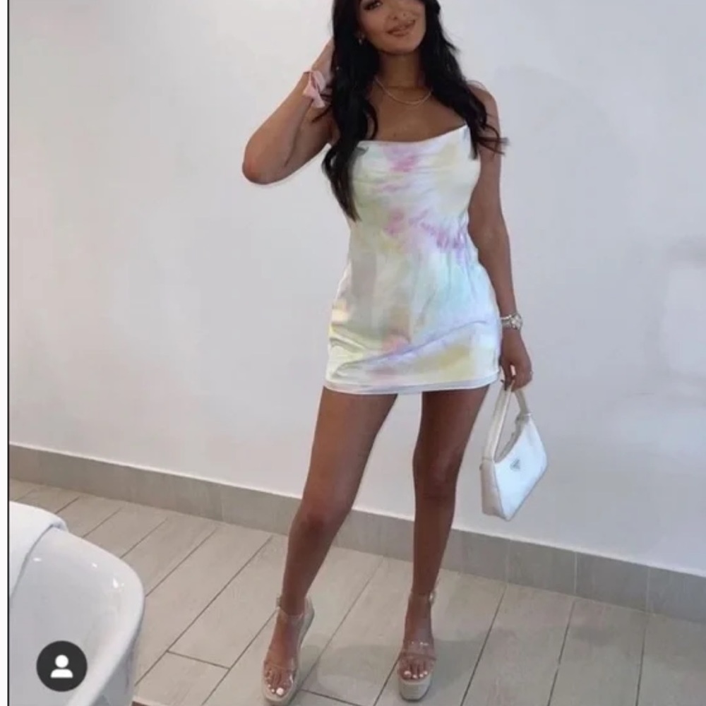 Miss Lola cami silk tie dye dress